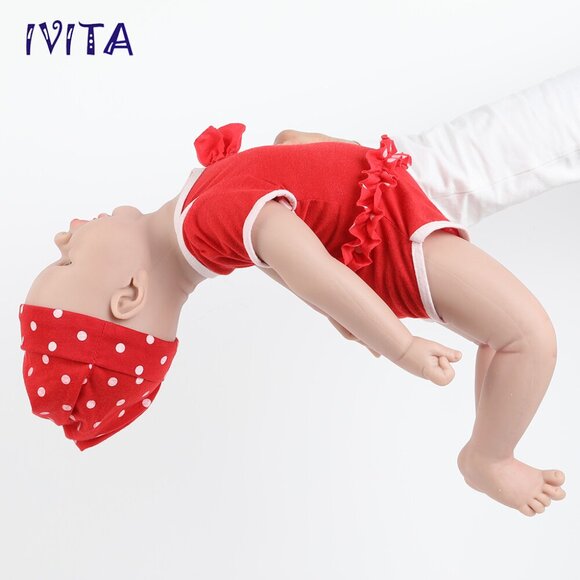 IVITA 20'' Full Soft Body Silicone Newborn Smiling Open Eyes Baby Girl Doll - Picture 11 of 14